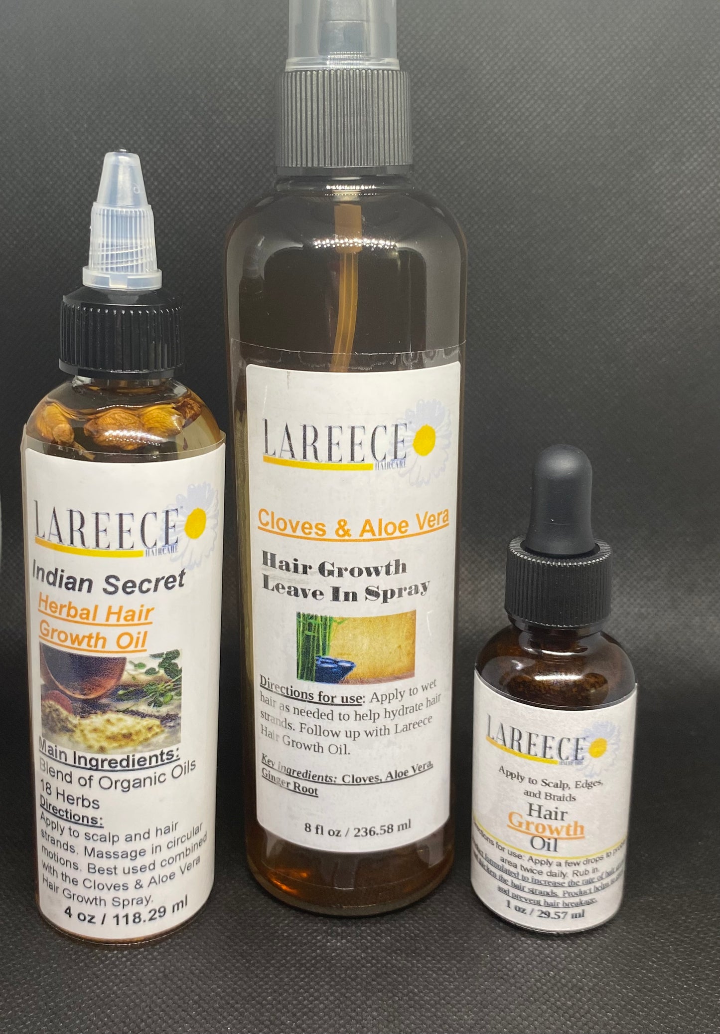 Moisturizing Bundle (Cloves & Aloe Vera Hair Growth Spray 8 oz/ Hair Growth Oil 1 oz/ Indian Secret Hair Growth Oil 4 oz)